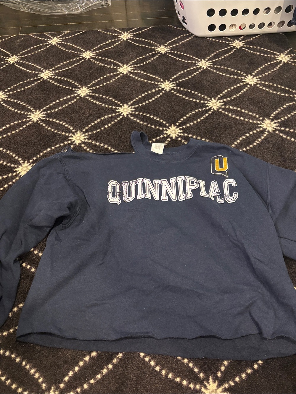 Quinnipiac Navy Crewneck Sweatshirt with 'QU' Patch